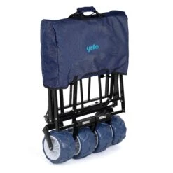 Yello Folding Beach Trolley -Deals AwnixTent Store BGG1675 yello foldable trolley blue folded 3quarter copy
