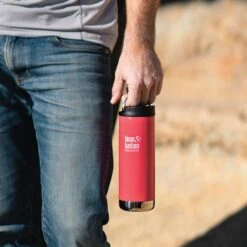 Klean Kanteen Insulated TK Wide With Café Cap 473ml - Brushed Steel -Deals AwnixTent Store K16TKWPCC MP LS holding loop lifestyle