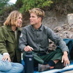 Klean Kanteen Insulated TK Wide With Café Cap 1900ml - Black -Deals AwnixTent Store K64TKWSSL SB insulated botttle couple beach lifestyle